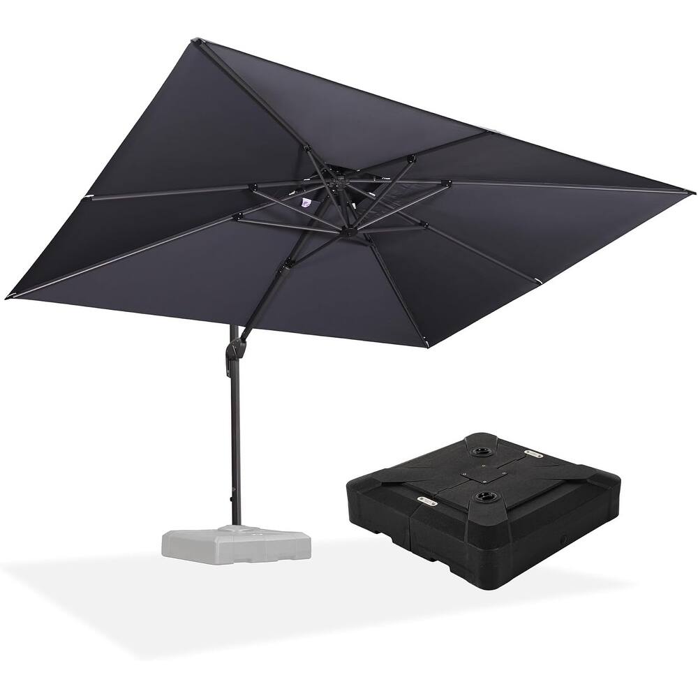 PURPLE LEAF 10 X 13 ft Large Patio Umbrella Hanging Double Top Rectangle Offset Umbrellawith Base