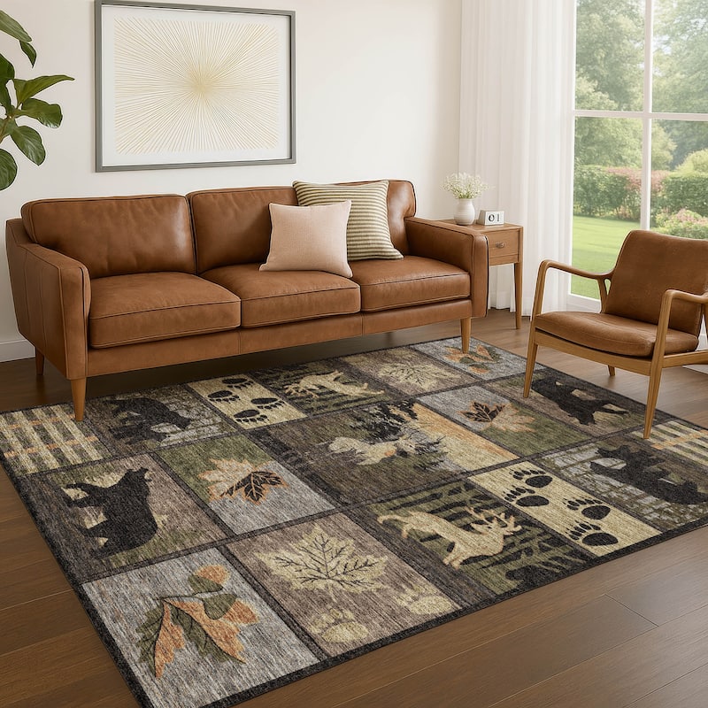 Machine Washable Indoor/ Outdoor Lodge Impressions Chantille Rug