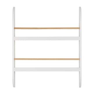 Danya B. Steiner White Rounded Contemporary 2-Tier Kids Wall-Mount Bookcase with Contrasting Wood-toned Rods