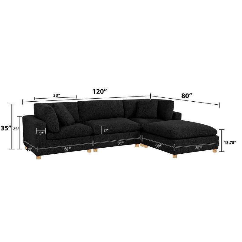 Best Quality Furniture 4-Piece Sectional Boucle Fabric