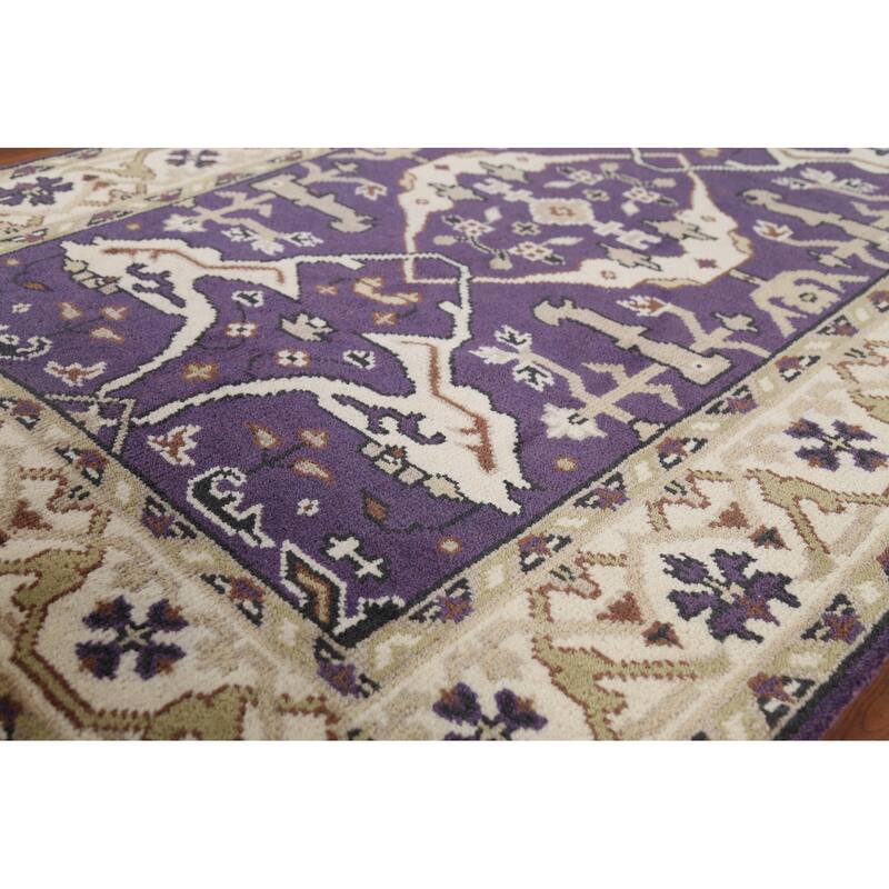 Hand Knotted Oriental 100% Wool Carpet Transitional All-Over Purples Oushak Area Rug - 6' 0'' X 4' 2''