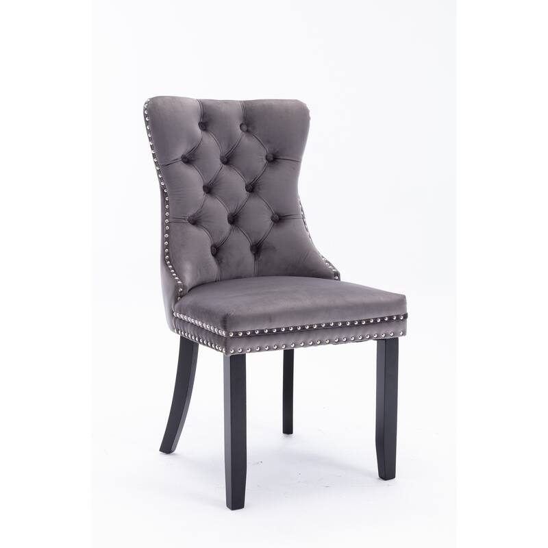 Set of 2 Modern High-End Tufted Solid Wood Upholstered Dining Chair with Nailhead Trim