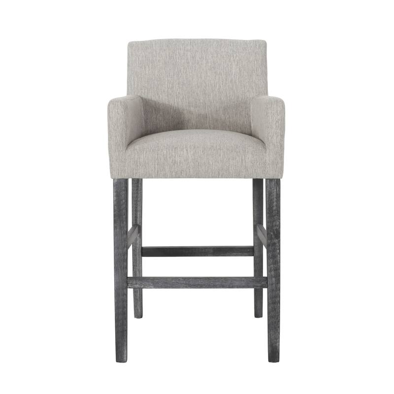Roomfitters Upholstered 30.5 Inch Counter Stools with Armrests and H-Frame Base, Light Gray - Light Grey