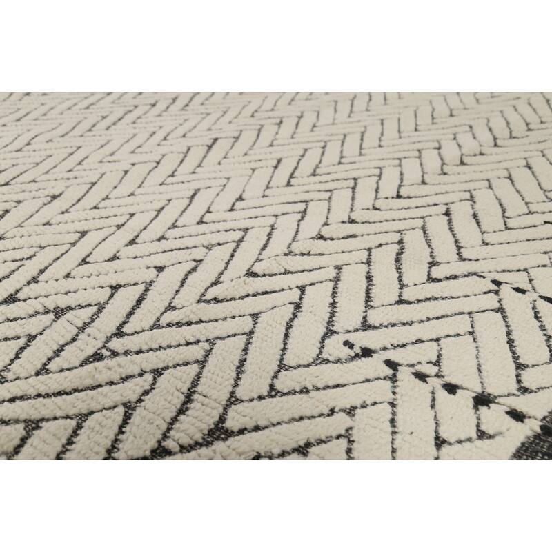 All-Over Chevron Moroccan Oriental Area Rug Hand-Knotted Wool Carpet - 8'10"x 12'10"