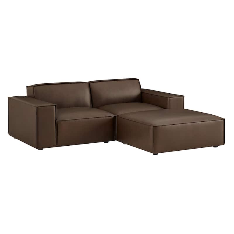 Restore 3-Piece Vegan Leather Modular Loveseat with Ottoman