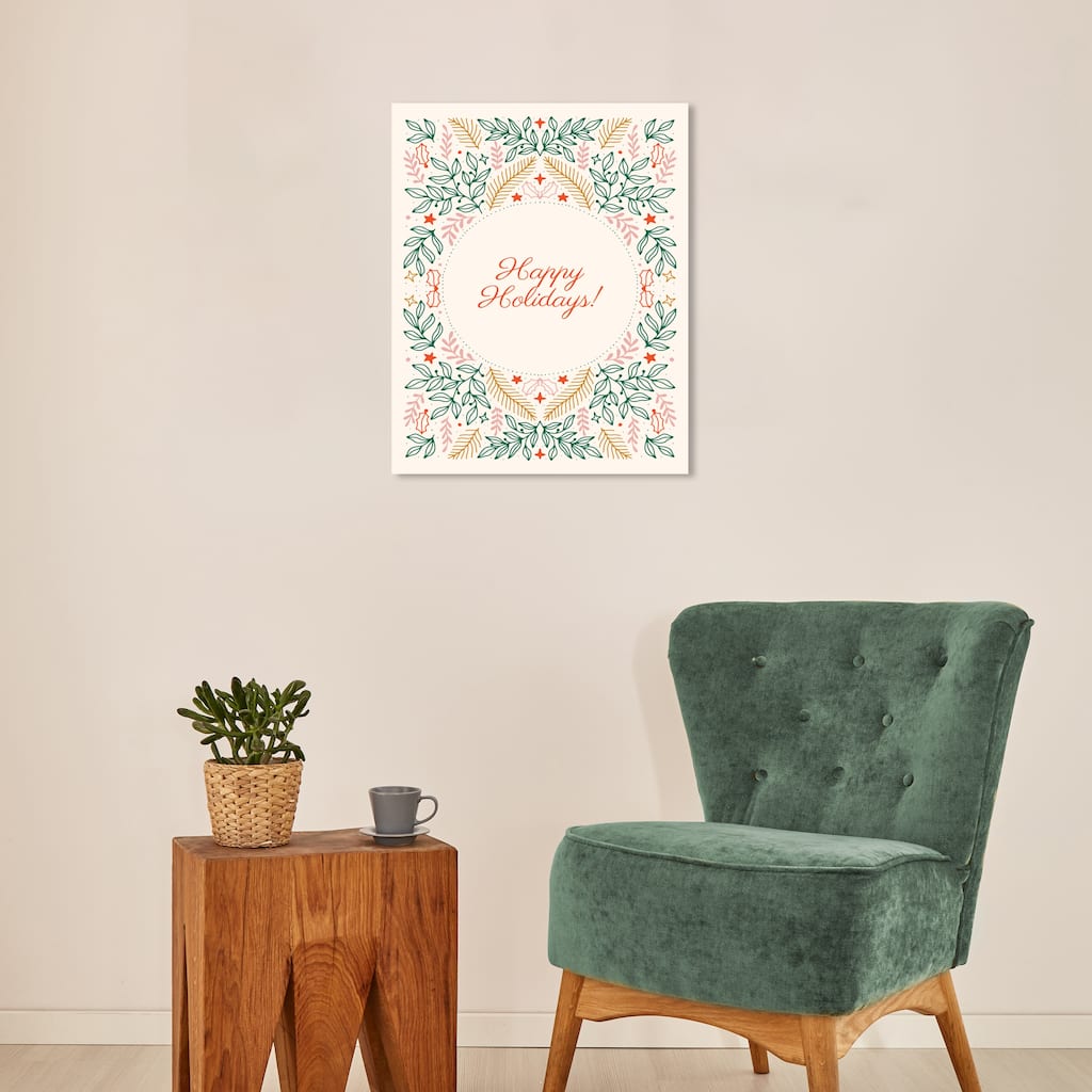Wynwood Studio Canvas Holiday and Seasonal Happy Holidays Decor Red Modern & Contemporary Wall Art Canvas Print