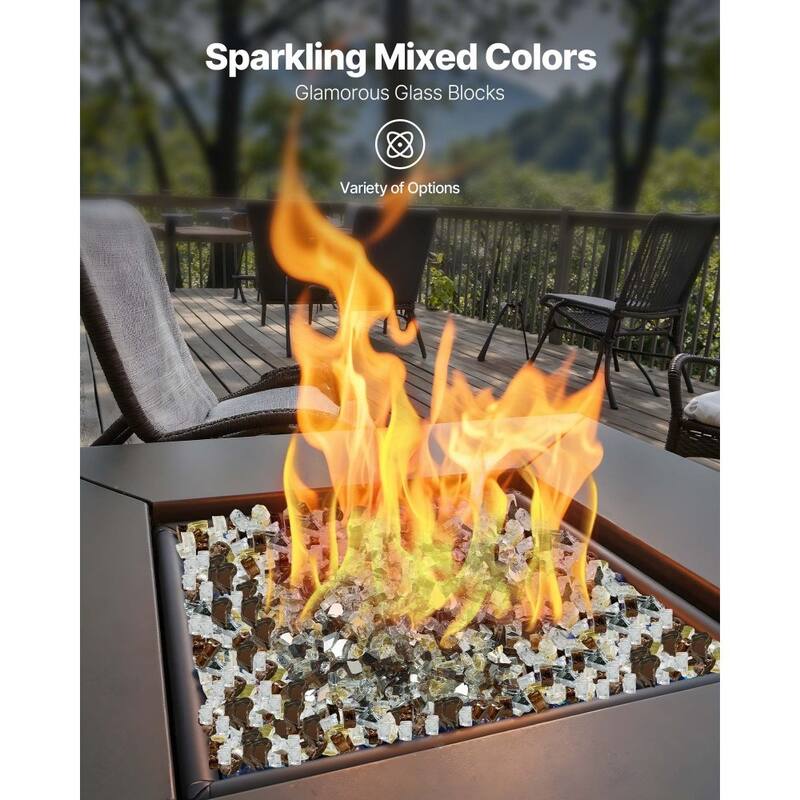 Copper Clear Gold Tempered Crushed Fire Glass Rocks half Inch 10 lbs. - 1/2 inch
