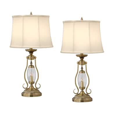 Revere 27 in. Satin Antique Brass Table Lamp