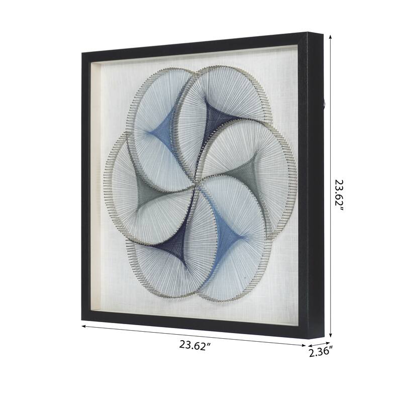 HUJI Abstract Blue String Art Shadow Box Wall Decor