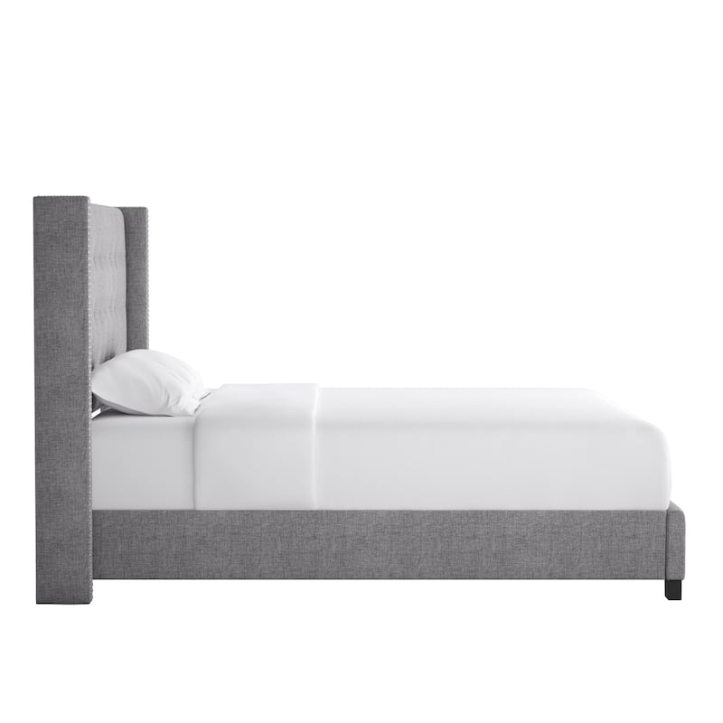 Melina Tufted Linen Wingback Platform Bed by iNSPIRE Q Bold