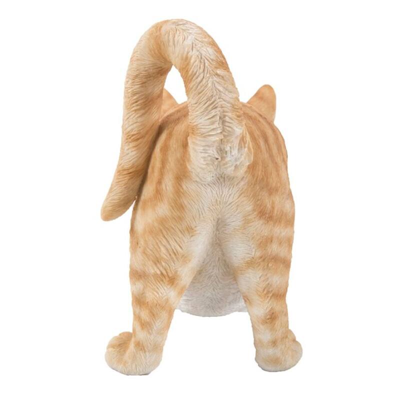 14.75" Tabby Cat Stretching Outdoor Garden Statue