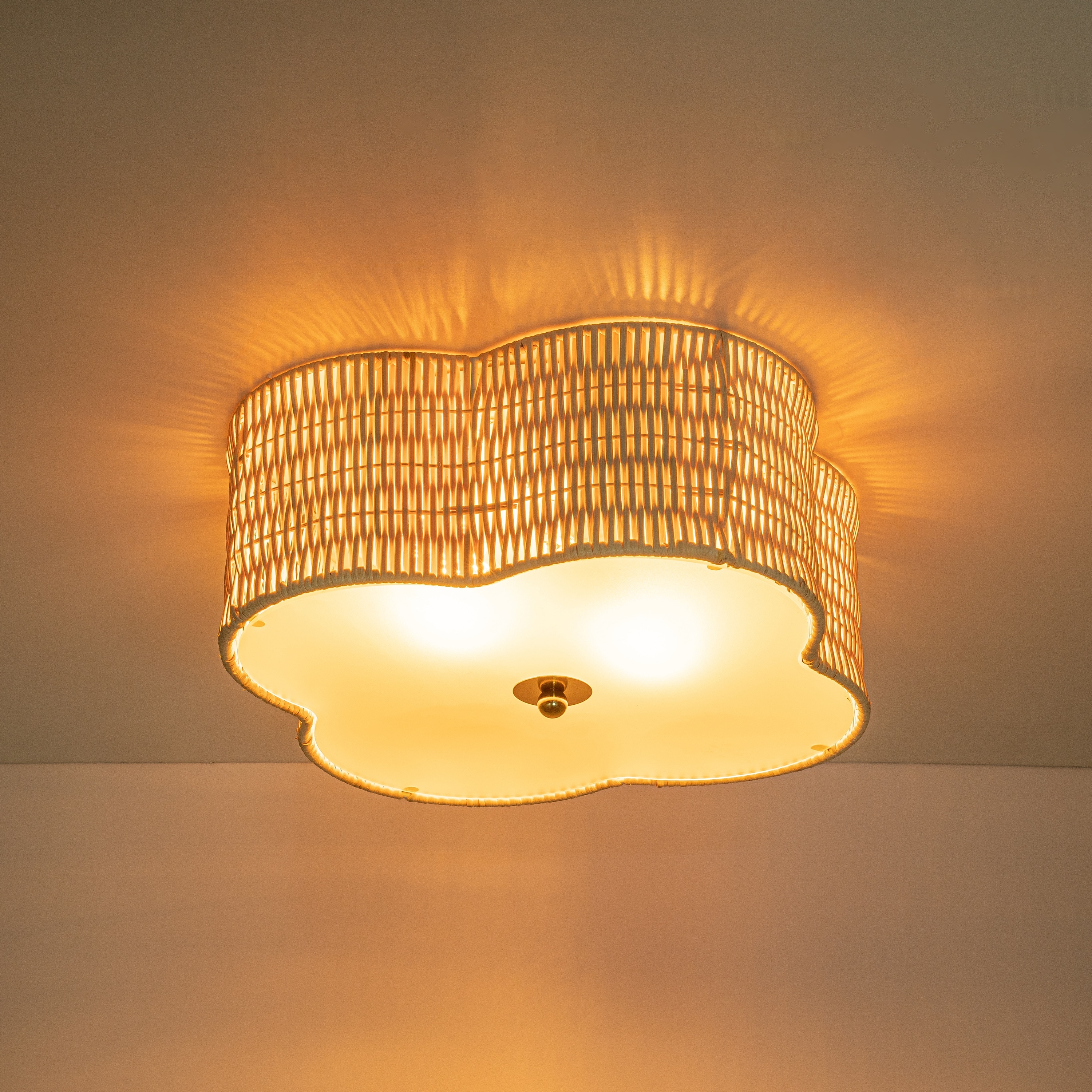 Flush mount rattan ceiling light on sale