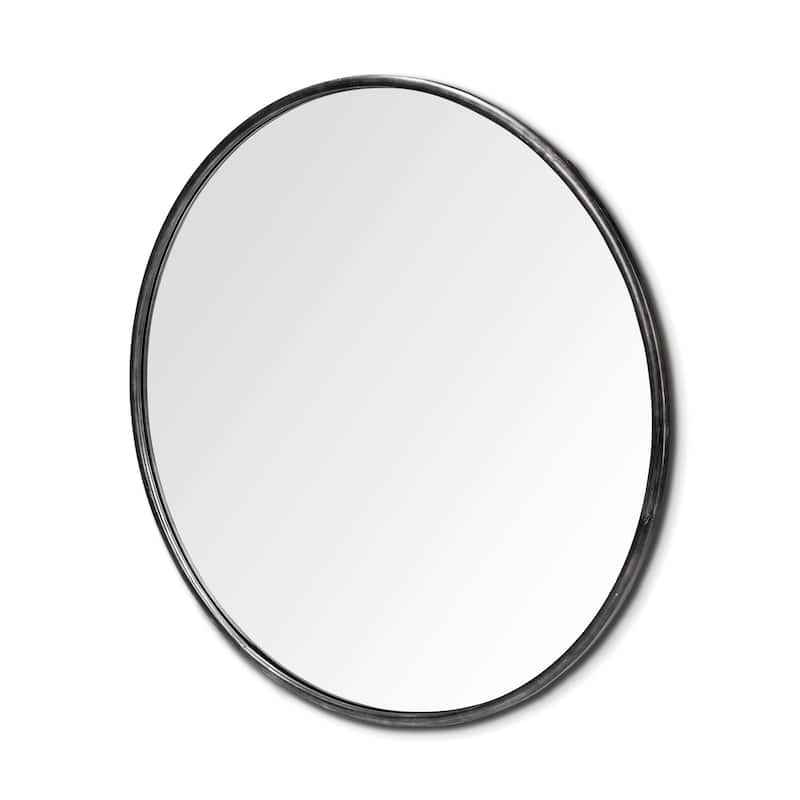 Piper Metal Frame Large Round Mirror - 47"W x 47"H x 1"D - Black