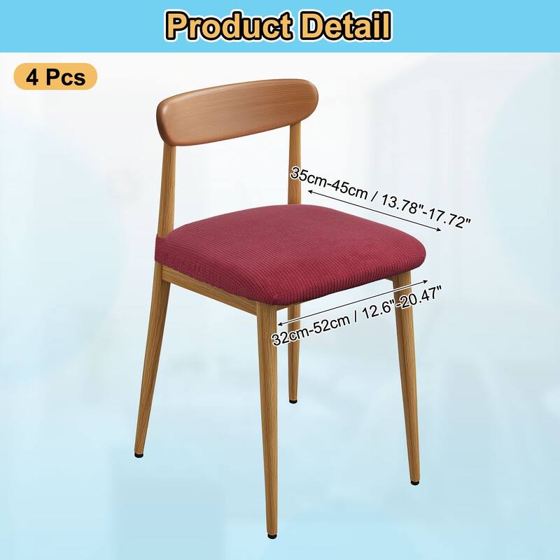Set of 4 Chair Covers for Dining Chairs, Chair Seat Slipcovers - Red