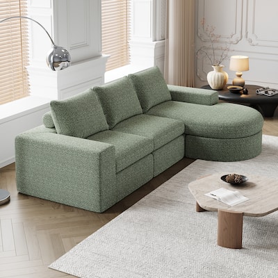 99-Inch Chenille Cloud Curved Sectional Sofa with Chaise, L-Shaped Modern Boneless Couch with Deep Seats,Sectional Sofa