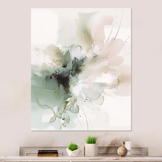 Designart "Green And Cream Essence Of Modernity I" Abstract Metal Wall Art
