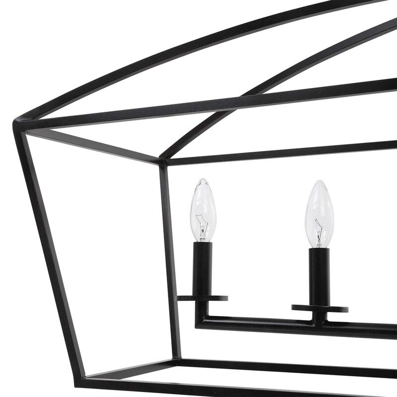 3-Light Open Frame Lines Ceiling Chandelier - 42" - Bronze Finish
