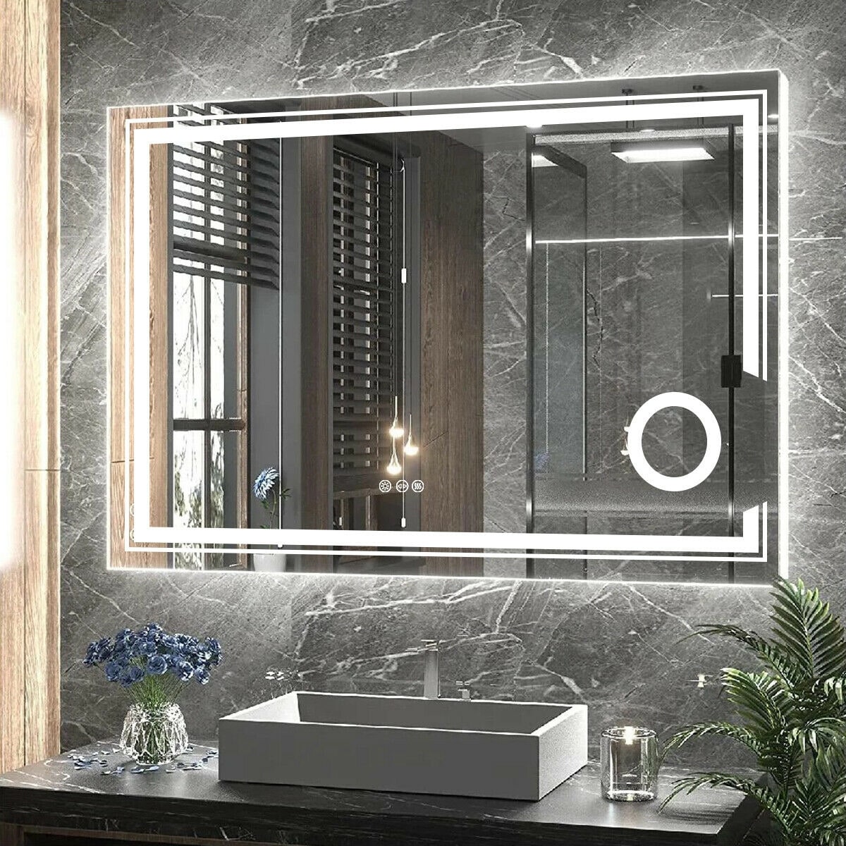 Anti-Fog Bathroom Mirror, LED Irregular Backlit Vanity Mirror with