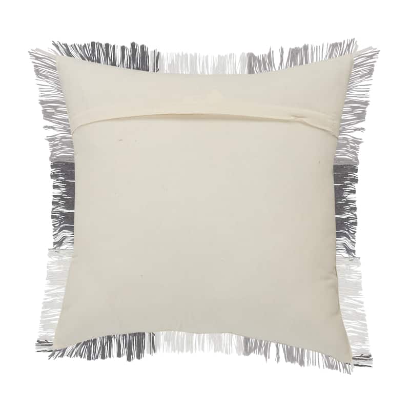 Sevita Monochrome Patchwork Plaid Throw Pillow with Fringe