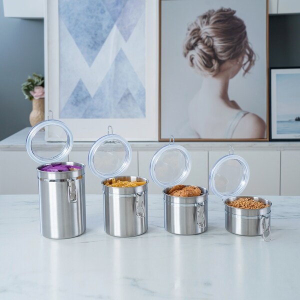 Creative Home 4-Piece Stainless Steel Canister Set with Airtight