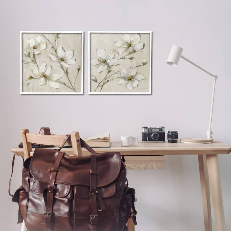 Stupell Outstretched Dogwood Branches Framed Giclee Art Design By Sally Swatland (Set of 2)