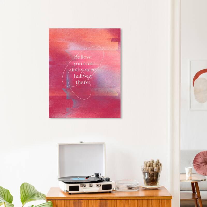 Wynwood Studio Canvas Typography and Quotes Believe you are Pink Modern & Contemporary Wall Art Canvas Print - 20 x 24