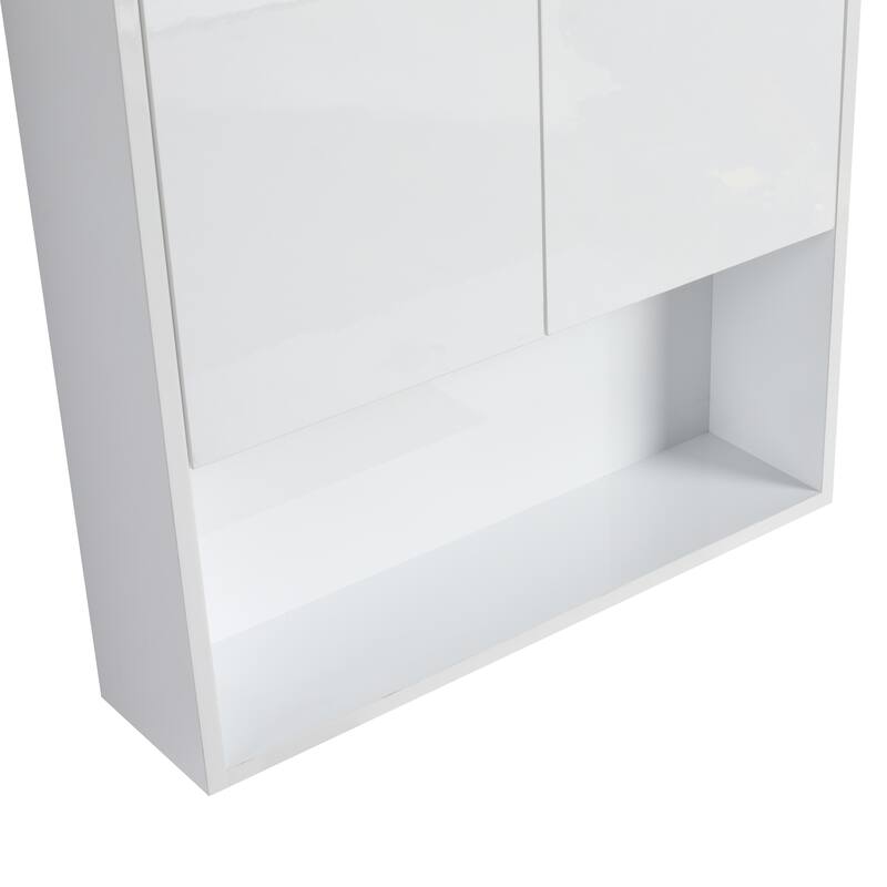 24" Bathroom Wall Cabinet, Soft Close Doors, Float Mounting Design,Glossy White