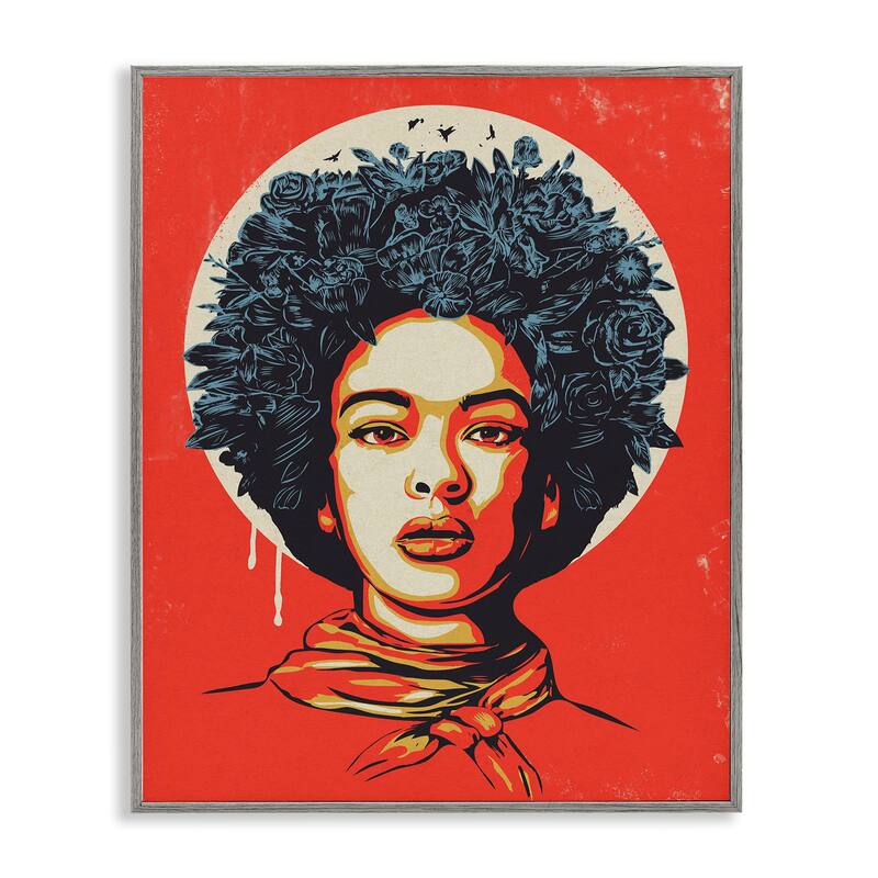 Stupell Vibrant Portrait of Woman Framed Giclee Art Design By Balazs Solti - 16 x 20 - Grey