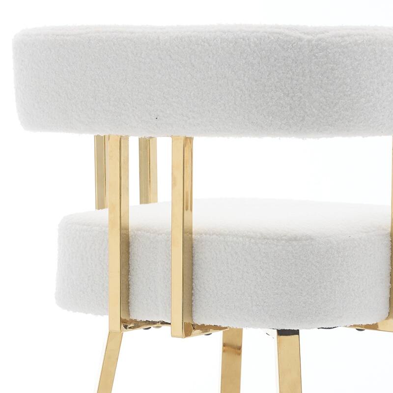 2-Piece Modern Accent Chairs with Gold Metal Legs & Teddy Upholstery, for Living Room or Office