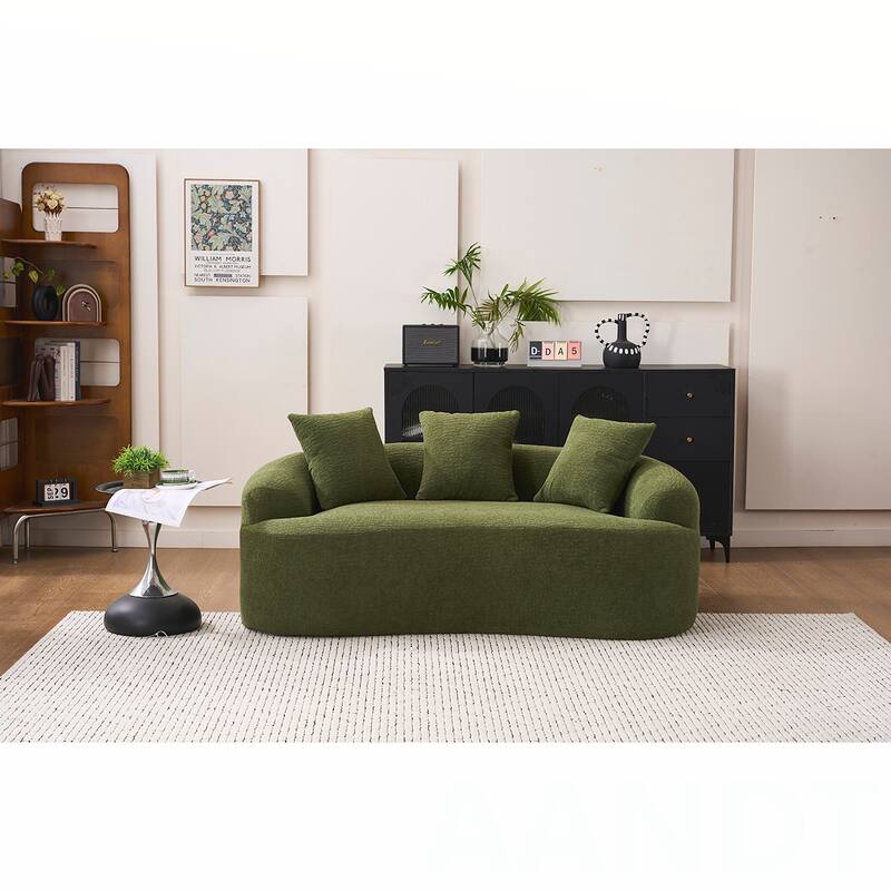 Chenille Fabric Loveseat Sofa - Green