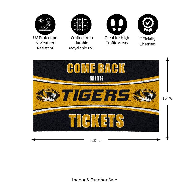 University of Missouri 28 in. x 16 in. PVC "Come Back With Tickets" Trapper Door Mat