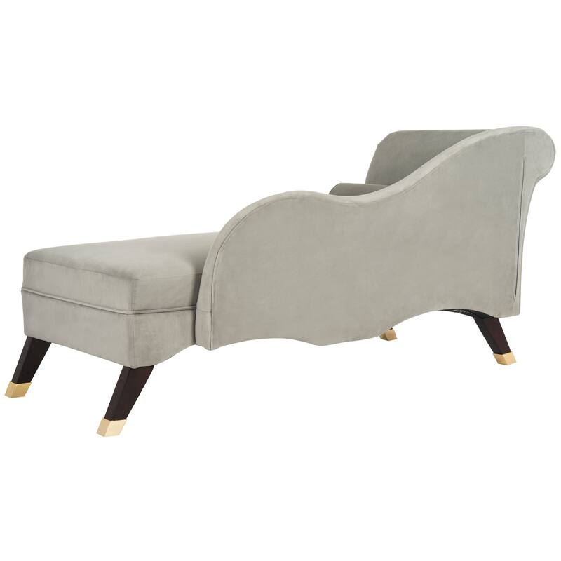 SAFAVIEH Mid-Century Modern Caiden Velvet Grey Chaise with Pillow - 63" x 27.5" x 30"