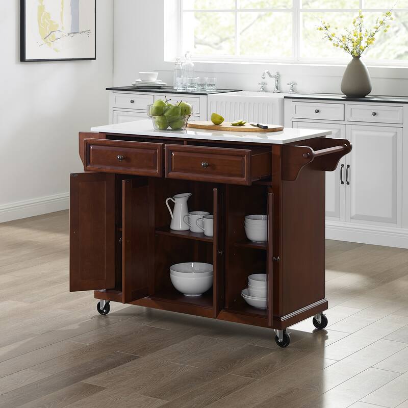 Crosley Full-size Granite Top Mahogany Kitchen Cart - 51.5 "W x 18 "D x 36.5 "H