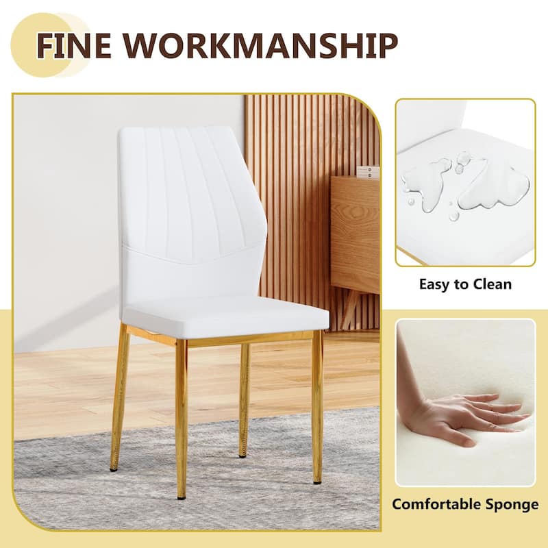 5 Piece Dining Table Set with 39 Inch Round Glass Top X Shaped Metal Base and 4 PU Chairs