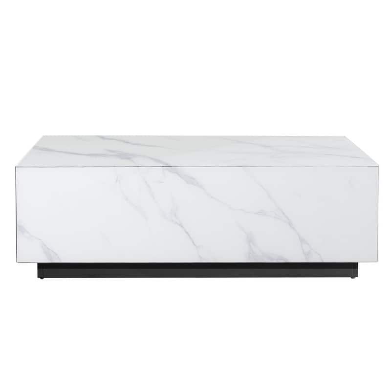 Faux Marble Solid Block Rectangular Coffee Table