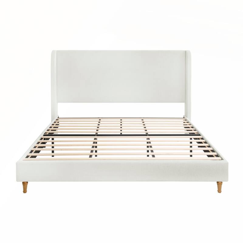 Queen Size Bed Frame High Headboard Upholstered Platform Bed