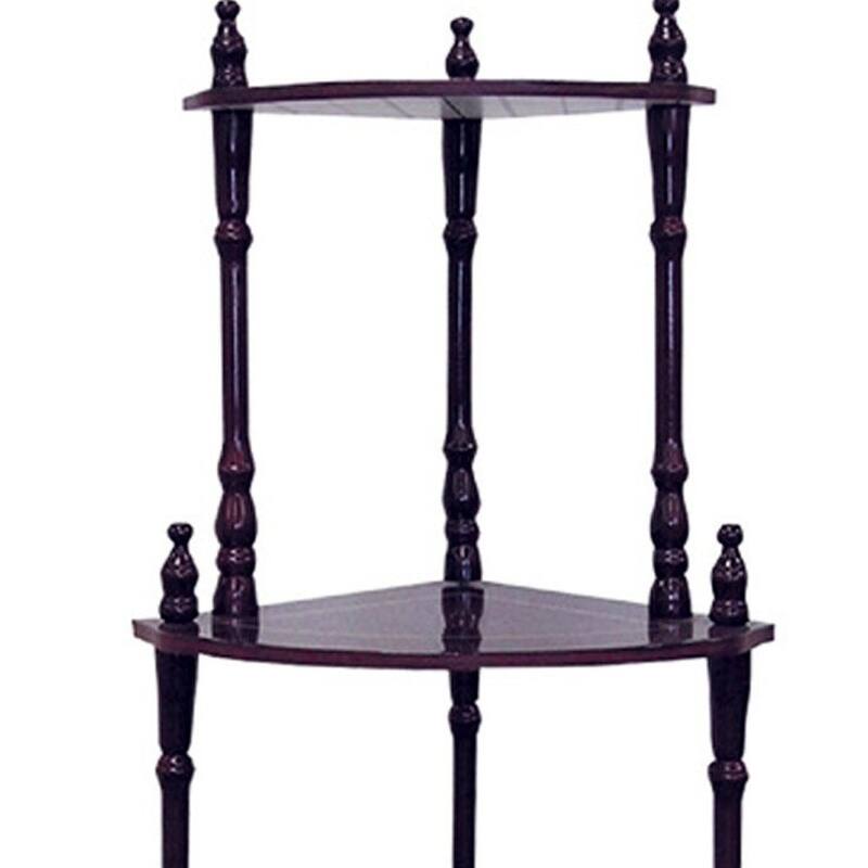 HomeRoots 39" Brown Wood Four Tier Corner Bookcase - 14.50 in. x 39.00 in. x 20.00 in.