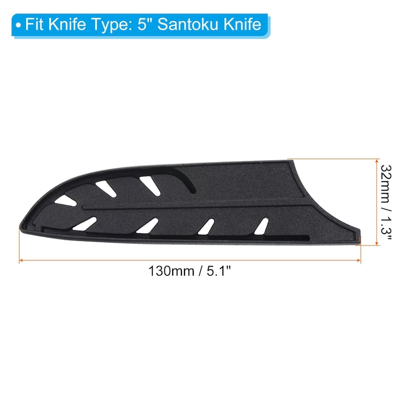 Plastic Kitchen Knife Sheath Cover Sleeves for Santoku Knife, Black - 5 inch, 4 Pcs