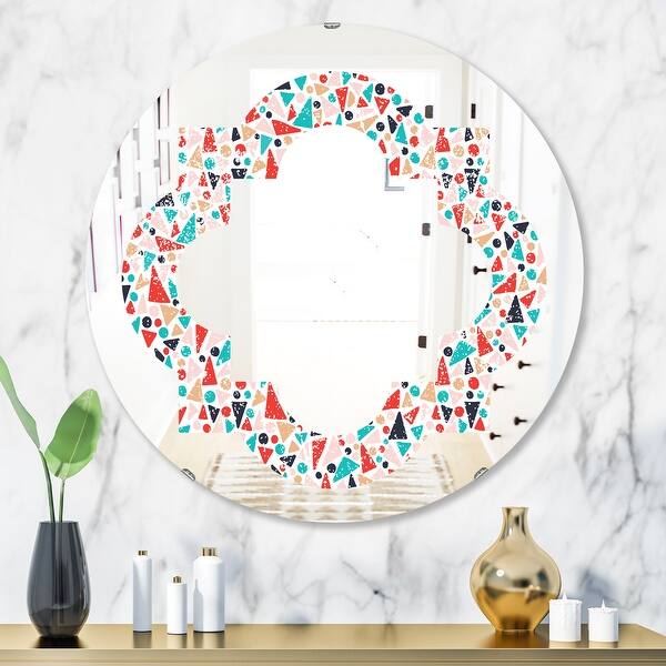 Designart 'Retro Abstract Pattern Design II' Printed Modern Round or ...