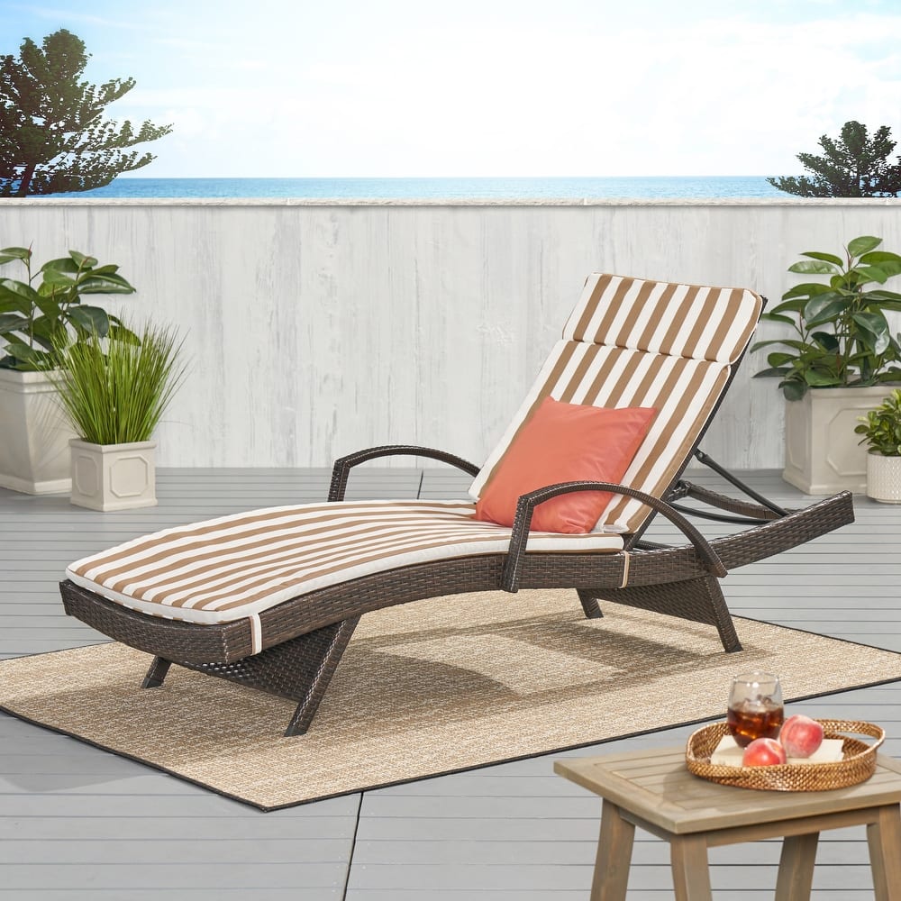 Toscana Outdoor Wicker Armed Cushioned Chaise Lounge by Christopher Knight Home