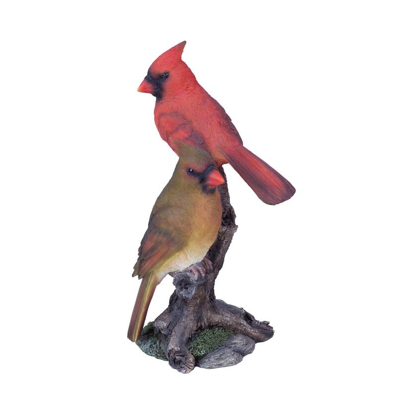 Two Cardinals Perched on Branch Garden Outdoor Statue - 8.75"