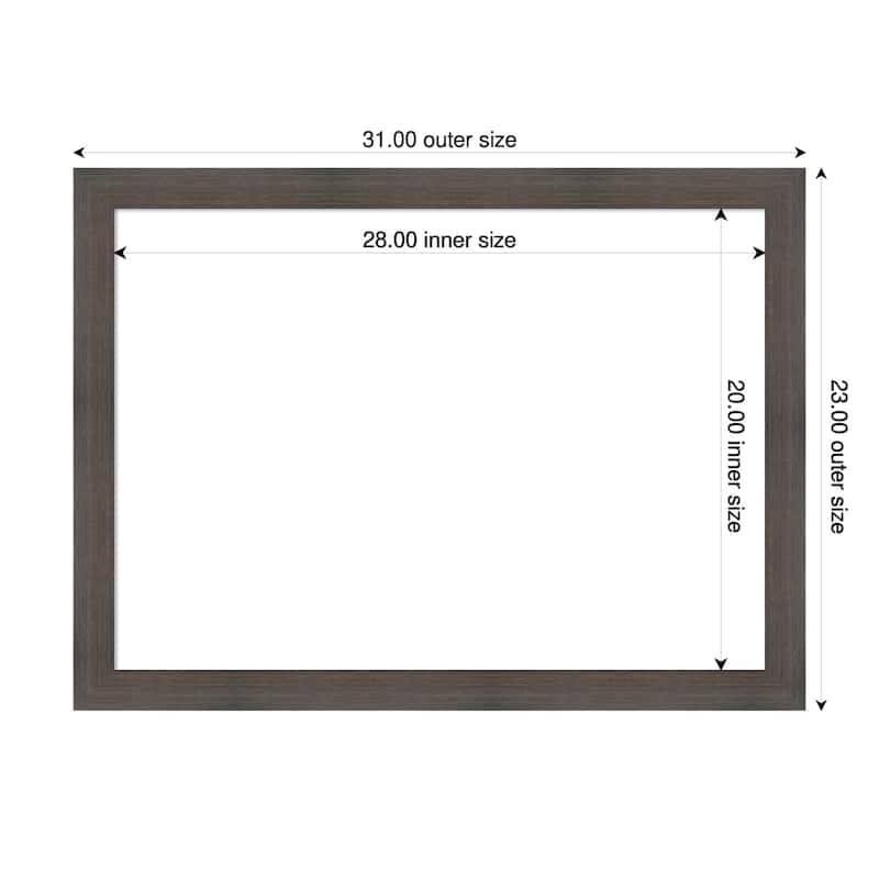 Amanti Art Hardwood Chocolate Narrow Framed Dry Erase Magnetic Board - 31 x 23 in - Hardwood Chocolate Narrow