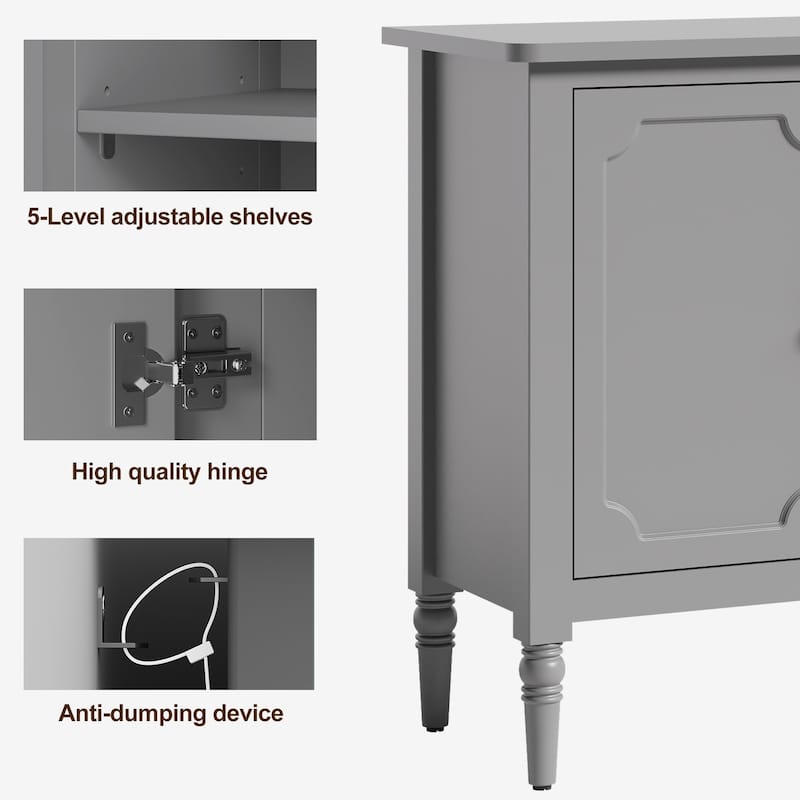 58" W Sideboard Cabinet with Adjustable Shelves and 4 Doors - N/A