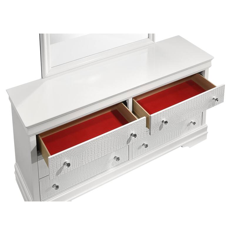 Blaze 4PC/5PC Bedroom Set - Modern Elegance with Tufted LED Bed, Velvet-Lined Drawers, and Textured Detailing