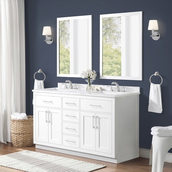 Ove Decors Athea 60 in. Double Sink Bathroom Vanity with Countertop White