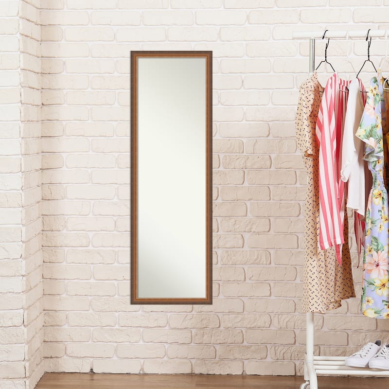 Two Tone Non-Beveled Wood Framed Full-Length On the Door Mirror - Glass Size 14x48