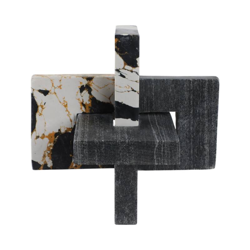 Stone Marble Decorative Object Geometric Sculpture Handcrafted Accent