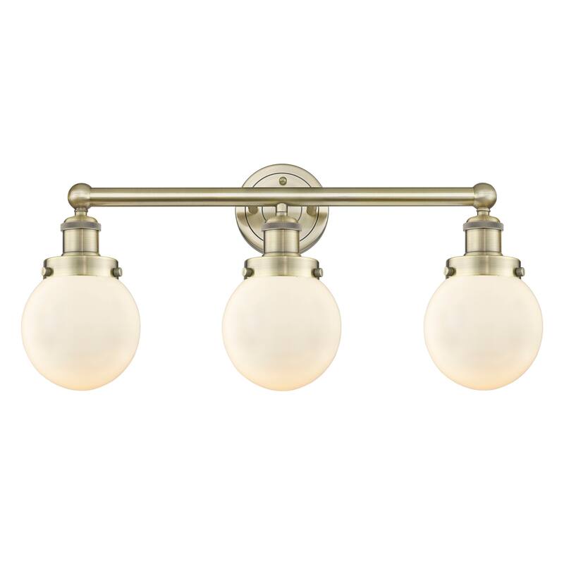 Innovations Lighting 616-3W-10-25 Beacon Vanity Beacon 3 Light 25" - Antique Brass / Matte White / Multi-Colored