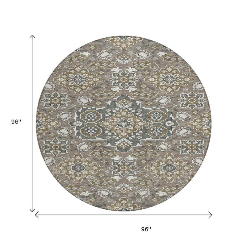 HomeRoots Medallion Traditional Rectangle Outdoor Rug