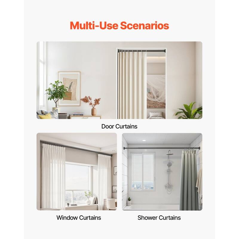 Black Stainless Steel Extendable Shower Rod 28-76 in for Bathrooms Closets or Windows Porches - 28-76 in